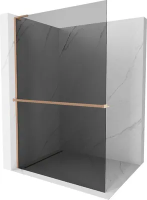 Produktbild von Mexen Kioto+ L Duschwand mit Regal Walk-in 120 x 200 cm, graphit, gebürstetes Kupfer - 800-120-123-65-40