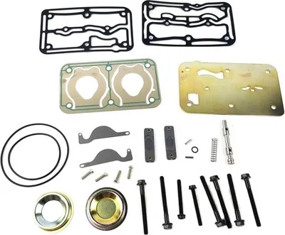 Image de kit de réparation compresseur, culasse + joints + soupapes + lamelles + vis | Volvo FH FM NH 12 | 85mm, 704cc