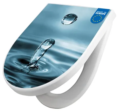 Produktbild von WC Sitz mit Absenkautomatik D Form Motiv Wassertropfen [TDW3 10139]