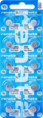 Produktbild von 10 x RENATA Uhrenbatterie 393 für Armbanduhr Knopfzelle SR754W V309  AG 5 LR 754 LR 750