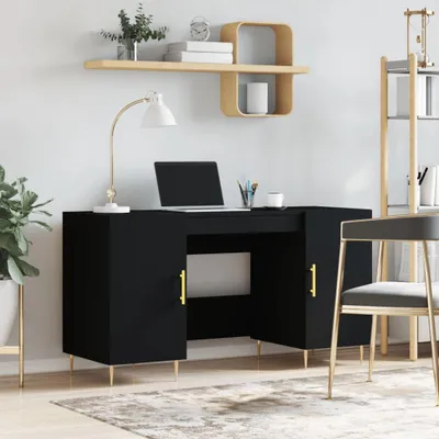 Produktbild von Schreibtisch aus Holzwerkstoff in Schwarz, 140 x 50 x 75 cm