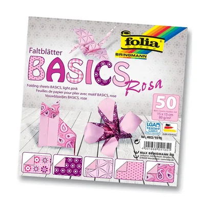 Produktbild von folia Faltblätter Basics 5 Motive 80g/m² rosa 15x15cm 50 Blatt