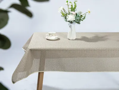 Produktbild von Tokio Weichschaum Tischdecke mit Paspelband, Garten, Balkon, Terrasse,Beige, (Eckig220x130cm)
