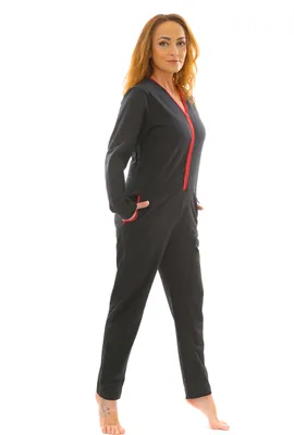 Produktbild von Damen-Overall Pyjama lang Schwarz