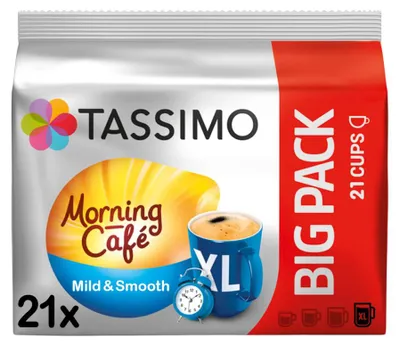 Produktbild von Tassimo Morning Cafe Mild & Smooth Kaffeekapseln (kompatibel mit Kapselmaschinen von Bosch Tassimo), 21 Stück