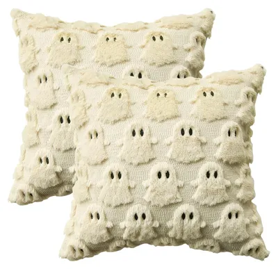 Produktbild von Kissenhüllen für dekorative Kissen Plüsch-Set 2-teilig Weiß 50x50 cm