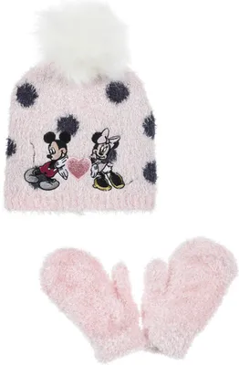 Produktbild von Minnie Mouse Baby Winter Set 2 tlg. Mütze & Handschuhe Mädchen, Farbe:Rosa, Größe:50