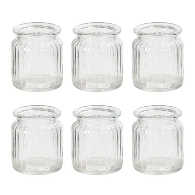 Produktbild von 6tlg. Glaswindlicht WEDDING klar gerilltes Windlicht aus Glas im Landhausstil