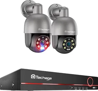 Zdjęcie produktu dla System kamer monitoringu, rozdzielczość 8 MP, rozpoznawanie osób oparte na sztucznej inteligencji, 8-kanałowy zestaw 2 kamer PTZ, 3T (do zastosowań zewnętrznych)