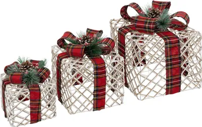 Produktbild von Geschenke mit Weihnachtsband, LED, 3er-Set