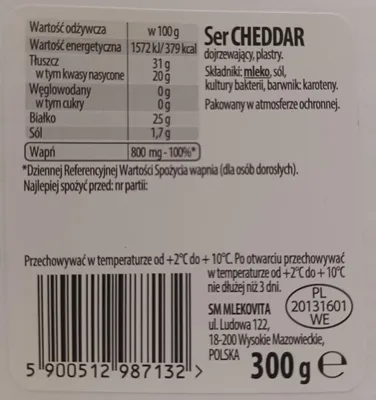 Zdjęcie produktu dla MLEKOVITA Ser Cheddar plastry 300g