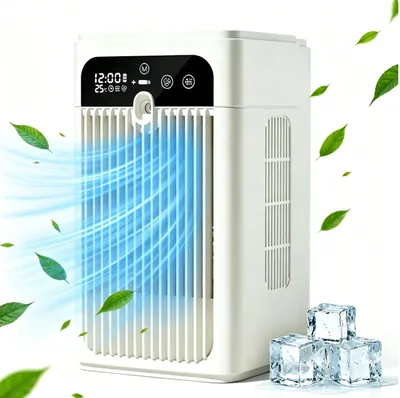 Produktbild von Tischventilator, Mini-Luftkühler mit Kühlen Nebel,Klimaanlage Mobil mit Wassertank,mit 2 Sprühstufen für Zuhause/Büro Weiß