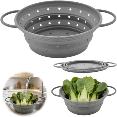 Produktbild von Pastasieb 33.3 cm, Silikon und Edelstahl, hitzebeständig, für Küche