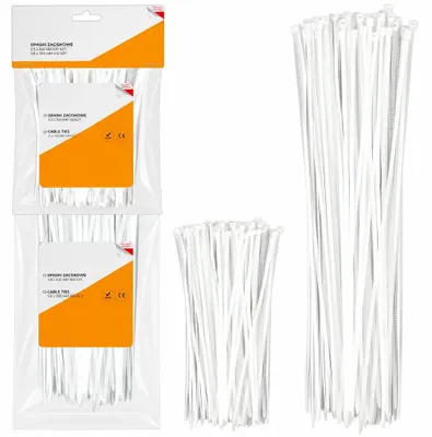 Produktbild von Kabelbinder Set Kabelbinder weiß Zip Ties 200 Stück Mix 2,5 x 100 mm 3,6 x 300 mm Nylon