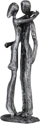 Eisen-Skulptur "Couple", silberfarben, antik, 18 cm