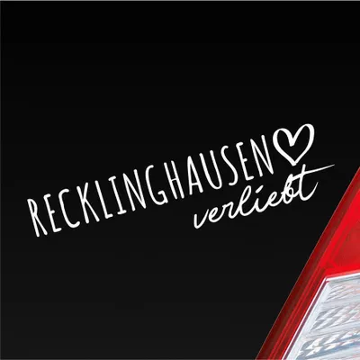 Produktbild von Auto Aufkleber Recklinghausen verliebt Herz Stadt Heimat Liebe Car 19x5 cm Weiss Glanz Sticker Heckscheibenaufkleber