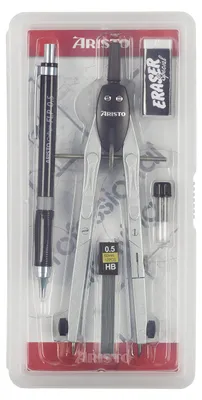 Produktbild von Aristo AR80064 Schnellverstellzirkel Set 5tlg Zirkel Bleistift Minen Radiergummi