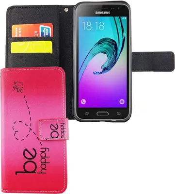 Produktbild von Handyhülle Tasche für Handy Samsung Galaxy J3 Emerge Be Happy Pink