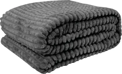 Produktbild von Kuscheldecke Anthrazit 150x200 cm – Jacquard Flanell Decke aus Polyester, flauschig, waschbar, für Wohn- und Schlafzimmer-Deko