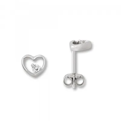 Produktbild von Ohrstecker Herz Zirkonia 925/- Silber rhodiniert poliert