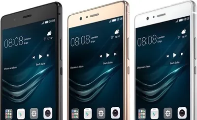 Three smartphones are displayed side-by-side, showing different color options.