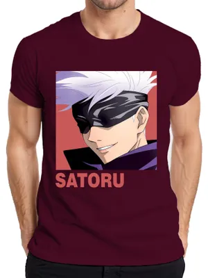 Immagine prodotto di Maglietta da uomo Satoru Gojo Jujutsu Kaisen Blindfold Anime Aesthetics Fan Gift, Borgogna, M