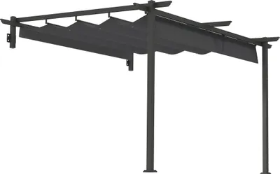 Produktbild von Fortuna Lai Terrassendach Pergola ca. 3x3m Terrassendachung, Garten Pavillon aus Aluminium, Wandmontage, Gartenpavillon mit Verstellbares Dach, Sonnenschutz für Terrasse und Garten, Dunkelgrau