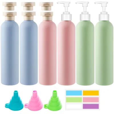 Zdjęcie produktu dla Zestaw 6 kolorowych butelek do podróży, pojemność 260 ml