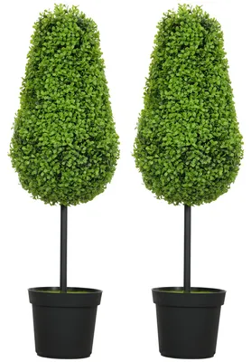 Obrázek produktu pro HOMCOM, sada 2 ks umělých zimostrázů, 90 cm, umělá rostlina ve tvaru slzy