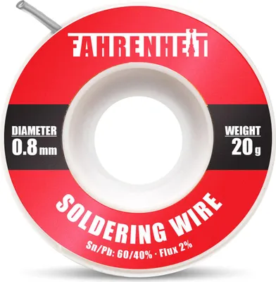 Produktbild von Professioneller Lötdraht 0,8 mm 20 g - 60/40 Zinn-Blei mit 2 % Flussmittel - für Elektronik und Reparaturen [55130]