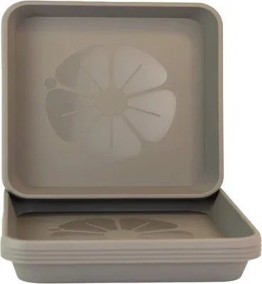 Productafbeelding van Vierkante kunststof plantenpotten met schotels - Set van 5 (29 cm) voor binnen en buiten