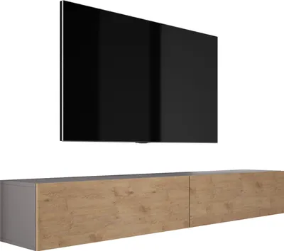 Obrázok produktu pre Zavesená TV skrinka RTV DMG – moderný dizajn Š: 200 (2 x 100) cm, V: 34 cm, H: 32 cm. TV komoda, TV stolík, zavesená TV komoda, nízka TV skrinka