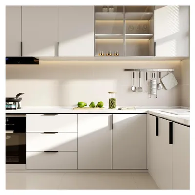 Produktbild von 10 Möbelgriffe Schwarz 128mm Löcherabstand für Schränke, Versteckte Griffe für Küche, Schlafzimmer, Wohnzimmer