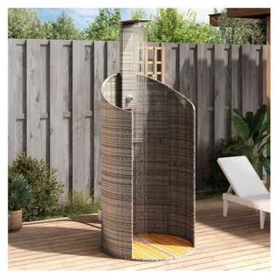 Produktbild von Gartendusche Grau 100x100x241,5 cm aus Poly Rattan und Akazienholz für Pool und Garten