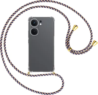Produktbild von Handykette Backcover-Schutzhülle mit Band (Metall goldfarben) für vivo iQoo Neo 9 5G / Neo 9 Pro 5G - blau+beige