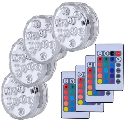 Productafbeelding van 4 stuks onderdompelbare LED-verlichting, waterdichte onderwater onderdompelbare LED-verlichting met afstandsbediening