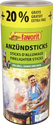 Produktbild von Favorit Anzündestiks Naturholz; Praktische Anzünder aus Echtholz und Wachs - 100