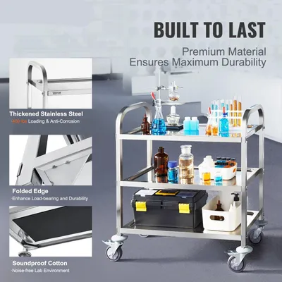 Image de Chariot de laboratoire - Chariot - Panier - Acier inoxydable - 1 niveau - Chariot utilitaire de laboratoire - Chariot médical