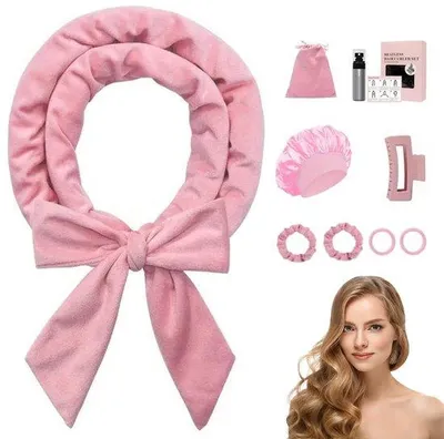 Immagine prodotto di Set per creare ricci senza calore Unyqoos® in morbida seta: arricciacapelli per creare ricci naturali e delicati durante la notte, set regalo completo