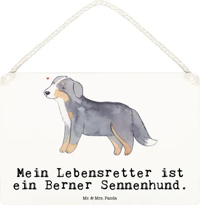 Produktbild von Mr. & Mrs. Panda Schild Berner Sennenhund Lebensretter DIN A6 - Weiß - Geschenk, Türschild, Dekobrett, Dürrbächler, wandtafel, Wandbild Holz, holzbild