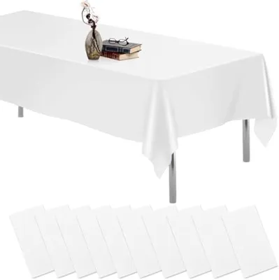 Produktbild von PromoHome® Weiße Tischdecke – 10 Stück wasserdichte Party-Tischdecken 137x274 cm