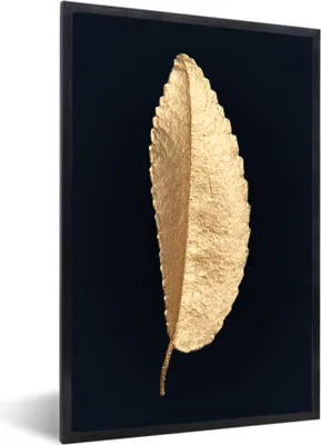 Produktbild von MuchoWow® MuchoWow® Gerahmtes Poster Blatt - Baum - Gold 20x30 cm - Poster mit zchwarzem Bilderrahmen - Drucken - Bilder Poster im Rahmen