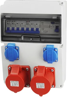 Produktbild von Baustromverteiler Wandverteiler Gartensteckdose 2x16A/5P CEE 2x 230V Schuko Steckdosen Schuko mit LS-Schalter FI-Schalter