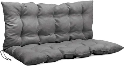 Obrázok produktu pre Vankúš na lavicu 120 x 50 x 50 cm Vankúš sivý - Vankúš na sedenie a zadný vankúš z čalúnnickej tkaniny, s mäkkou výplňou, so šnúrami na zaväzovanie - Vankúš na lavicu