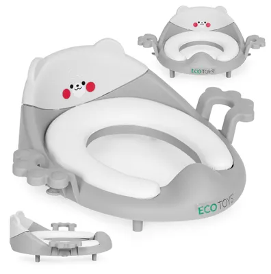 Obrázok produktu pre Detské záchodové sedadlo s prekrytím rúčok mäkký vankúš sivý ECOTOYS