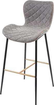 Produktbild von 2er-Set Barhocker HWC-E55, Barstuhl Tresenhocker, Vintage goldfarbene Streben  Kunstleder WildKunstleder grau