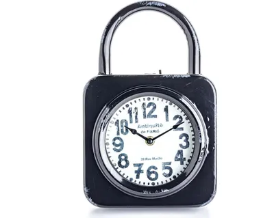 Produktbild von Standuhr gebürstet mit Griff aus Metall Vintage schwarz