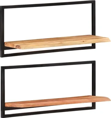 Immagine prodotto di Mensole a muro 2 pezzi 80x25x35 cm in legno massiccio di acacia e acciaio