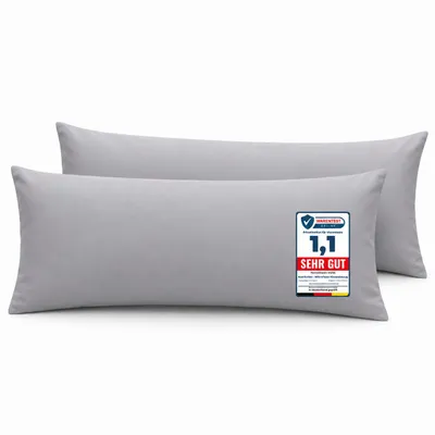 Produktbild von Komfortec Premium Kissenbezug 40x145 cm – 2er Set – Kissenhülle mit Reißverschluss – 100% gebürstete Mikrofaser– Superweich – Grau Kopfkissenbezug, KI-generiertes Bild