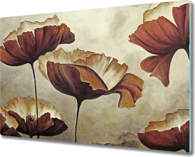 Produktbild von Glas-Herdabdeckplatte Glaskeramikkochfeld-Abdeckung Spritzschutz - 80x52 cm - Mohnblumen Pastell